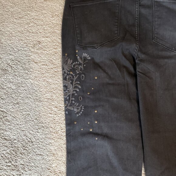 Tommy Hilfiger Tribeca Skinny Jeans Women's 14 Black Embroidered Studded Boho - Picture 6 of 13